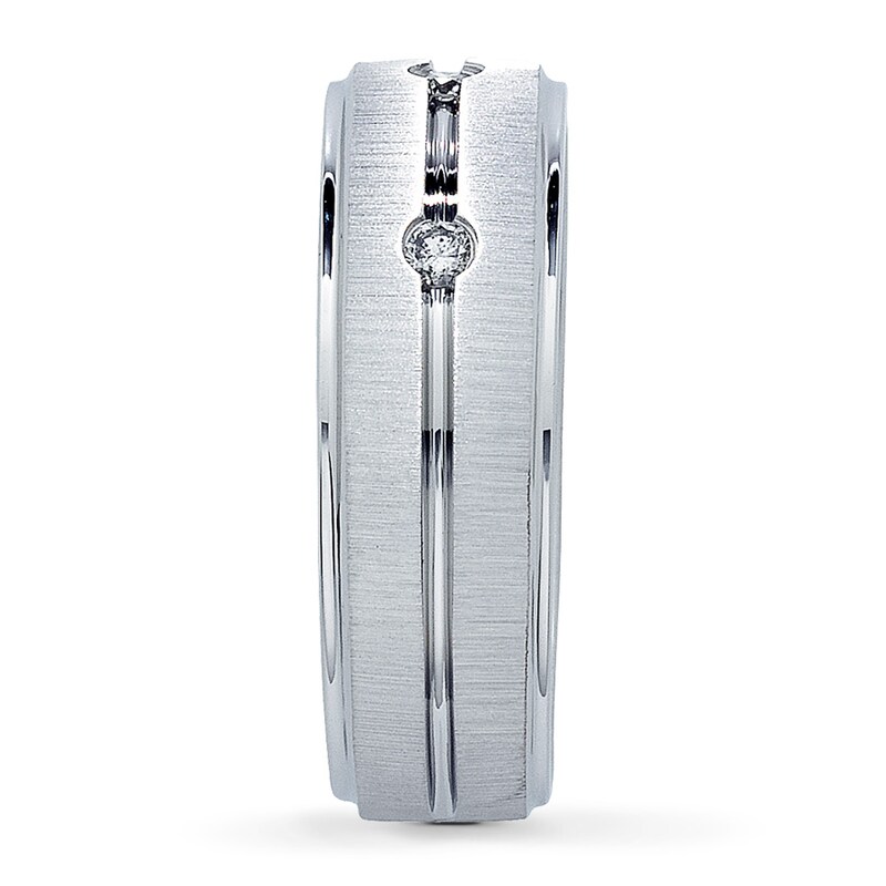 Main Image 3 of Previously Owned Men's 8mm Diamond Band 1/6 ct tw Round-cut 14K White Gold