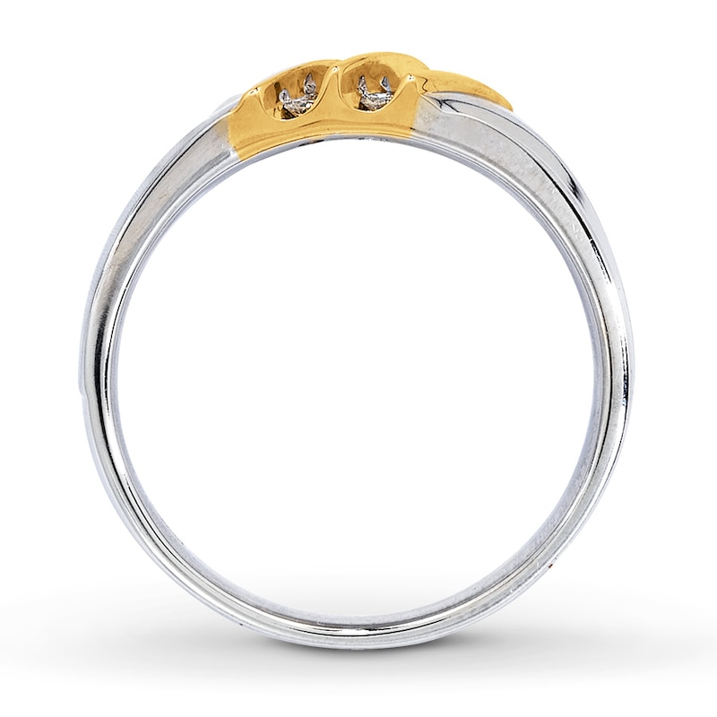 Previously Owned Men's Wedding Band 1/6 ct tw Round-cut Diamonds 10K Two-Tone Gold - Size 10