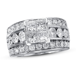 Previously Owned Diamond Engagement Ring 3-1/2 ct tw Princess & Round 14K White Gold