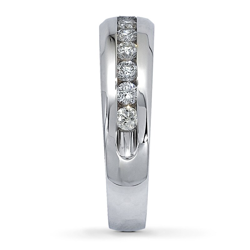 Main Image 3 of Previously Owned Men's Diamond Wedding Band 1 ct tw Round-cut 14K White Gold