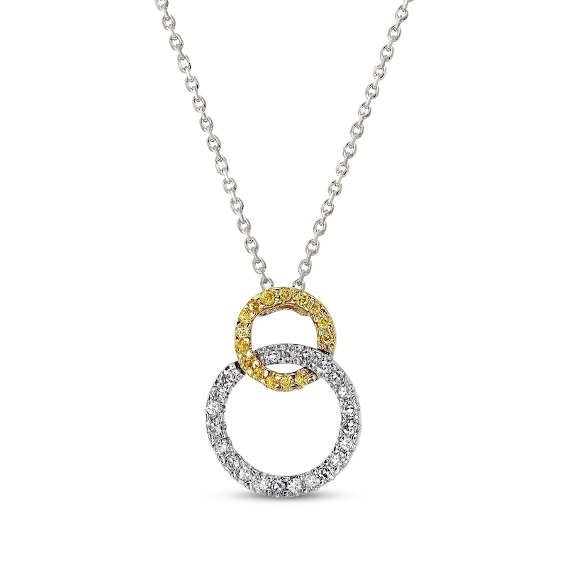 Main Image 1 of Previously Owned Yellow/White Diamond Necklace 1/4 cttw 14K Two-Tone Gold 18&quot;
