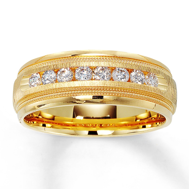 Main Image 1 of Previously Owned Men's Diamond Wedding Band 1/2 ct tw Round-cut 14K Yellow Gold