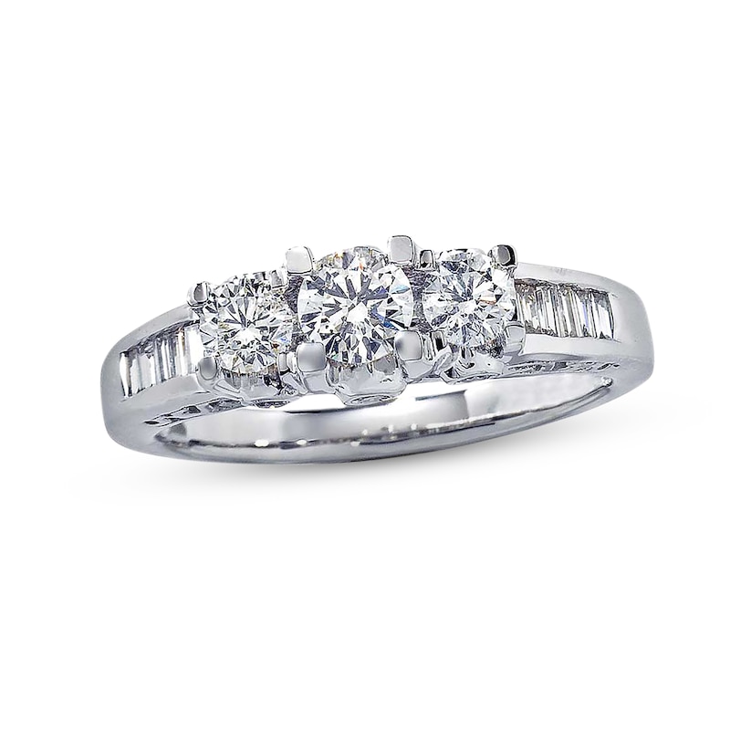 Main Image 1 of Previously Owned 3-Stone Diamond Ring 1 ct tw 14K White Gold
