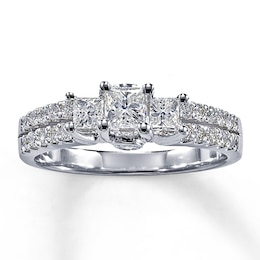 Previously Owned 3-Stone Diamond Ring 1ctw 14K White Gold