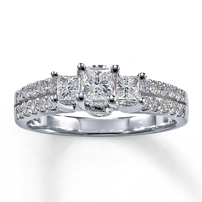 Main Image 1 of Previously Owned 3-Stone Diamond Ring 1ctw 14K White Gold