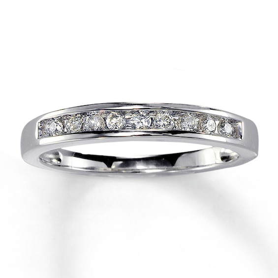 Previously Owned Wedding Band 1/6 ct tw Round-cut Diamonds 14K White Gold