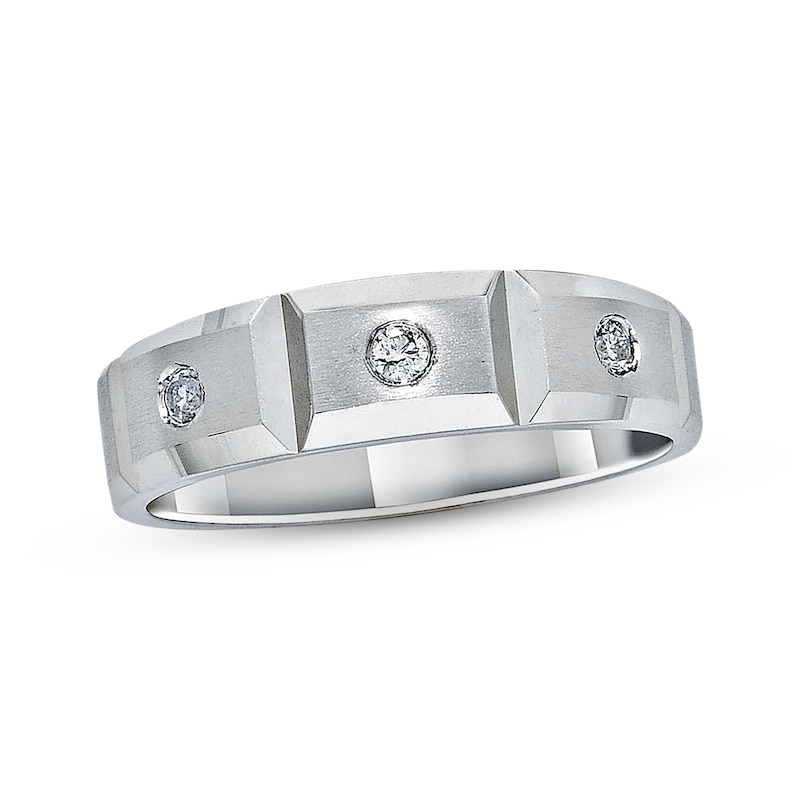 Main Image 1 of Previously Owned Men's Diamond Band 1/8 cttw 14K White Gold - Size 10.25