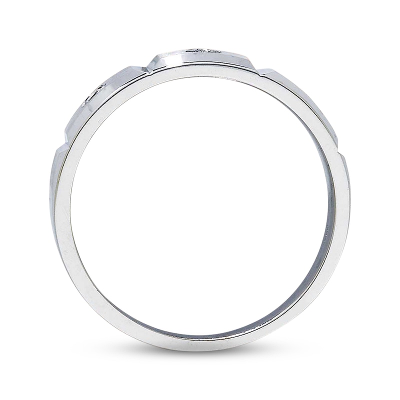 Main Image 2 of Previously Owned Men's Diamond Band 1/8 cttw 14K White Gold - Size 10.25