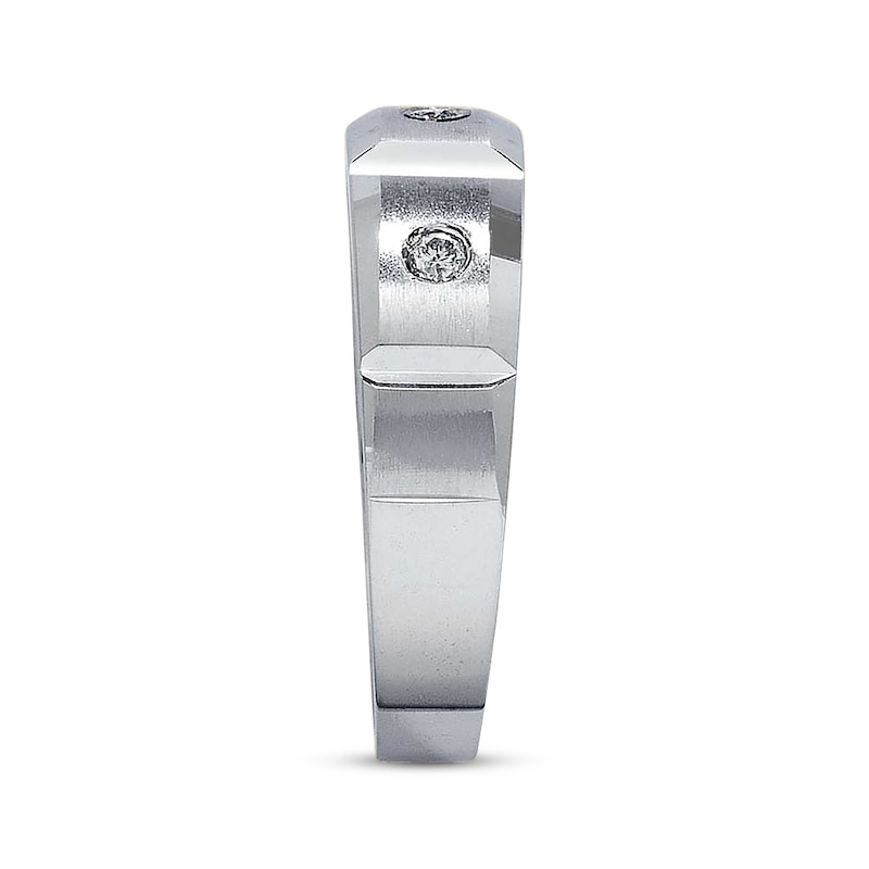 Main Image 3 of Previously Owned Men's Diamond Band 1/8 cttw 14K White Gold - Size 10.25