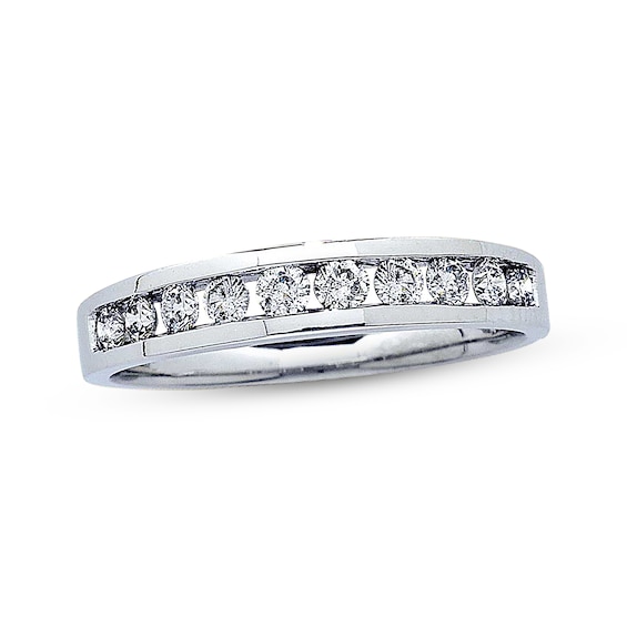 Previously Owned Diamond Wedding Band 3/8 ct tw Round-cut 14K White Gold