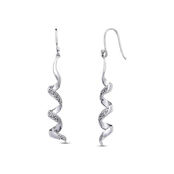 Previously Owned Diamond Dangle Earrings 1/8 cttw 14K White Gold