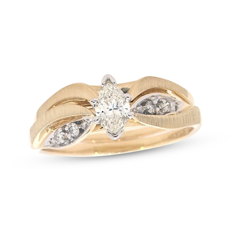 Main Image 1 of Previously Owned Diamond Engagement Ring 3/8 ct tw Marquise & Round-Cut 14K Yellow Gold