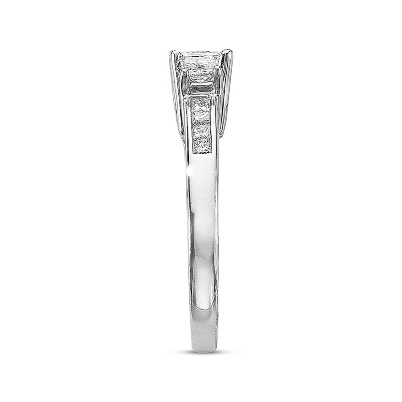 Main Image 3 of Previously Owned Diamond Three-Stone Engagement Ring 1 ct tw Princess-cut 14K White Gold
