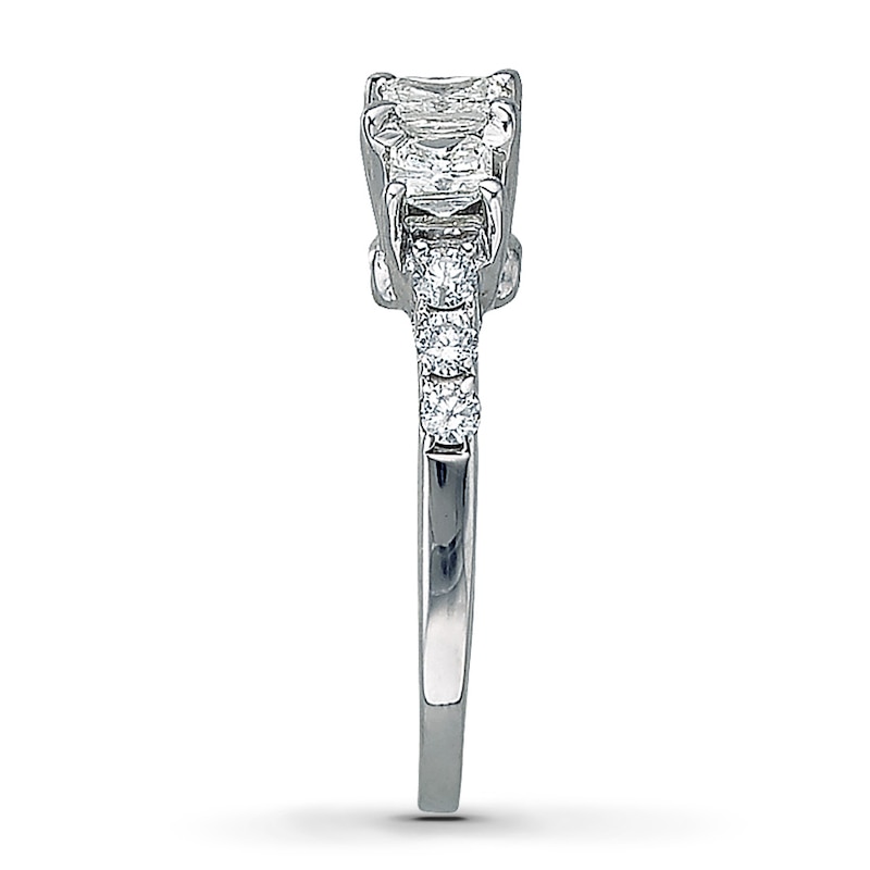 Previously Owned 3-Stone Diamond Ring 1 ct tw Radiant-cut 14K White Gold
