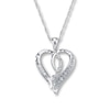 Thumbnail Image 1 of Previously Owned Diamond Heart Necklace 1/6 ct tw Baguette & Round 10K White Gold 18&quot;