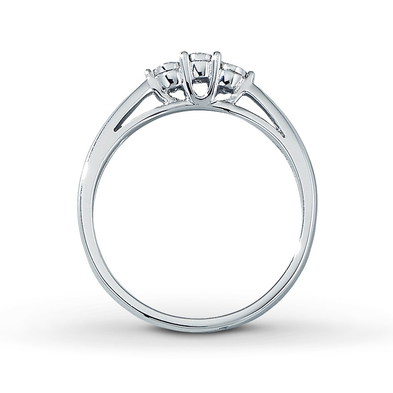 Main Image 2 of Previously Owned Three-Stone Diamond Ring 1/15 ct tw Round-cut 10K White Gold