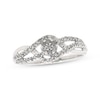 Previously Owned Multi-Diamond Center Swirl Ring 1/6 ct tw Round-Cut 10K White Gold