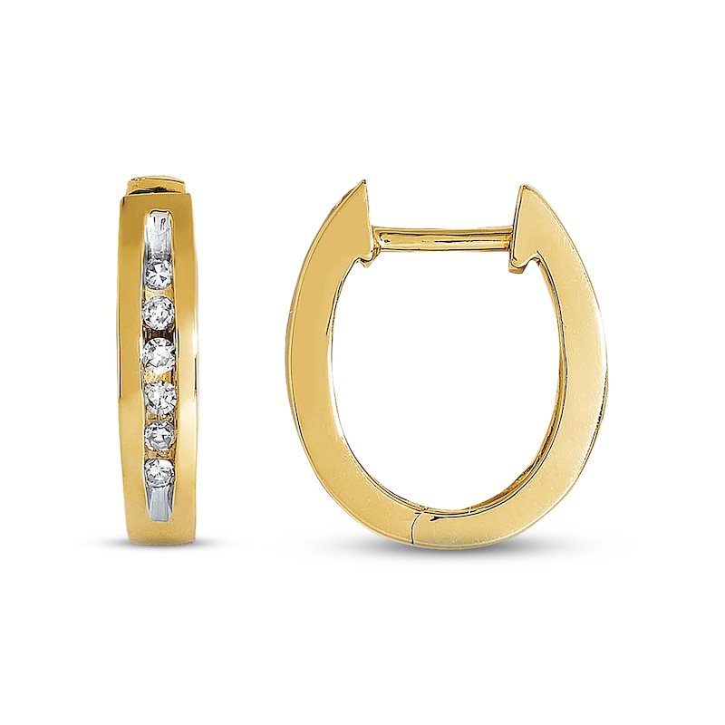 Main Image 1 of Previously Owned Diamond Hoop Earrings 1/8 ct tw 14K Yellow Gold