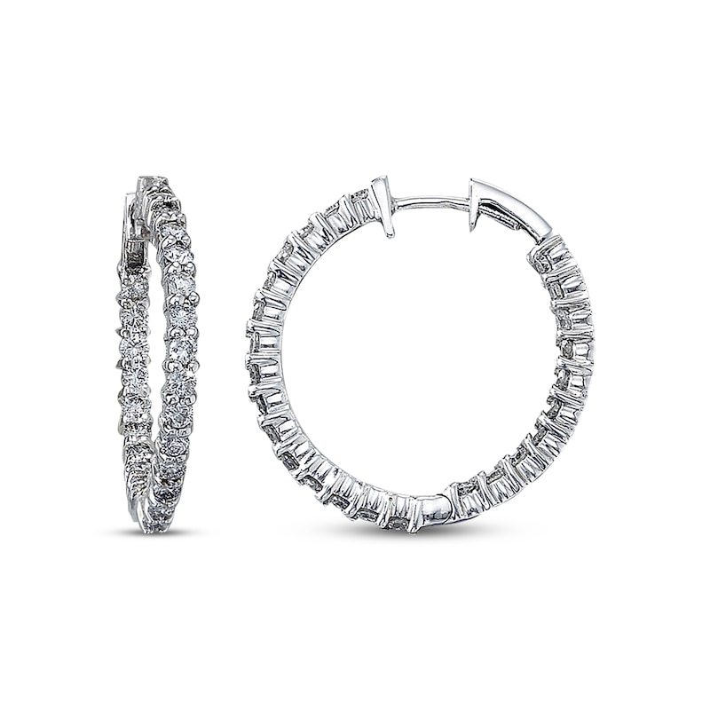 Previously Owned Diamond Hoop Earrings 1-1/2 ct tw Round-cut 14K White Gold