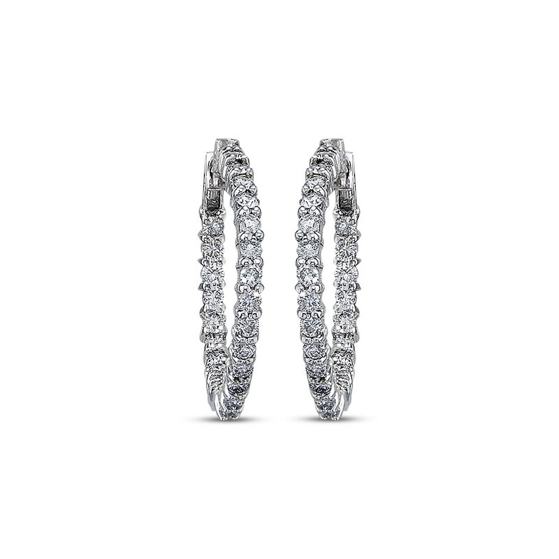 Previously Owned Diamond Hoop Earrings 1-1/2 ct tw Round-cut 14K White Gold