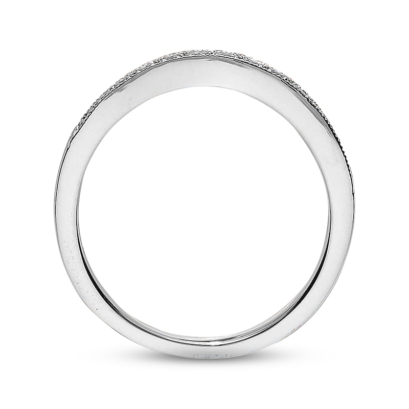 Main Image 2 of Previously Owned Diamond Contour Anniversary Band 1/6 ct tw Round-cut 14K White Gold