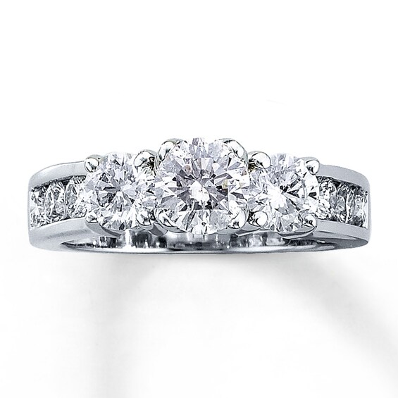 Previously Owned 3-Stone Diamond Ring 2 ct tw Round-cut 14K White Gold