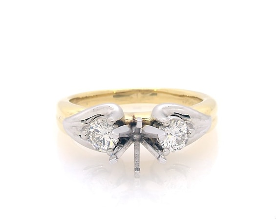 Previously Owned THE LEO Diamond Engagement Ring Setting 1/2 ct tw 18K Two-Tone Gold & Platinum Size 7