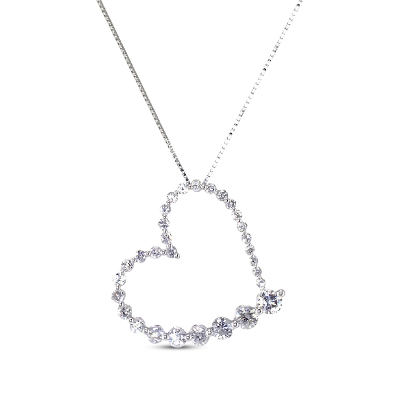 Main Image 1 of Previously Owned Journey Heart Necklace 3/4 cttw Diamond 14K White Gold 18&quot;