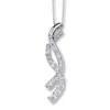Thumbnail Image 1 of Previously Owned Diamond Necklace 3/4 ct tw Round & Baguette 14K White Gold 18&quot;
