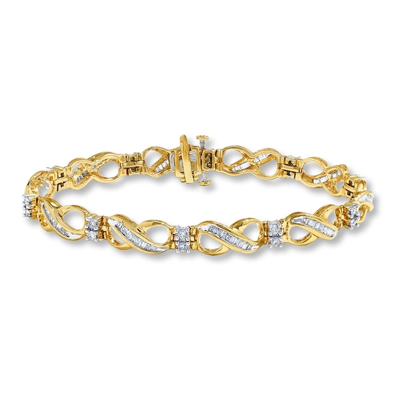 Previously Owned Diamond Bracelet 2 ct tw Baguette & Round 10K Yellow Gold