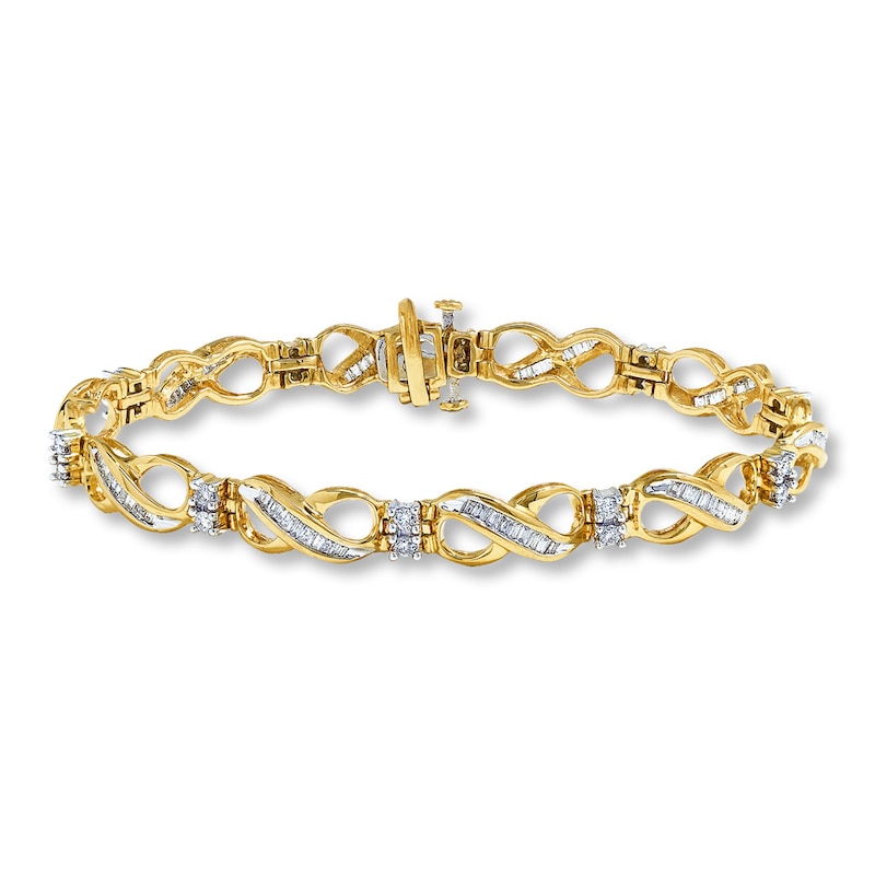 Previously Owned Diamond Bracelet 2 ct tw Baguette & Round 10K Yellow Gold