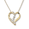 Thumbnail Image 1 of Previously Owned Diamond Journey Heart Necklace 1/4 ct tw Round-Cut 10K Yellow Gold 18&quot;