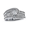 Thumbnail Image 1 of Previously Owned Diamond Ring 1-3/8 ct tw Round/Baguette-cut 14K White Gold