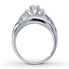 Thumbnail Image 2 of Previously Owned Diamond Engagement Ring 1 ct tw Round & Baguette-cut 14K White Gold