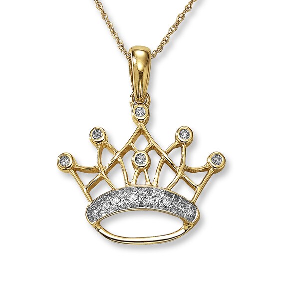 Previously Owned Crown Necklace 1/15 ct tw Diamonds 10K Yellow Gold