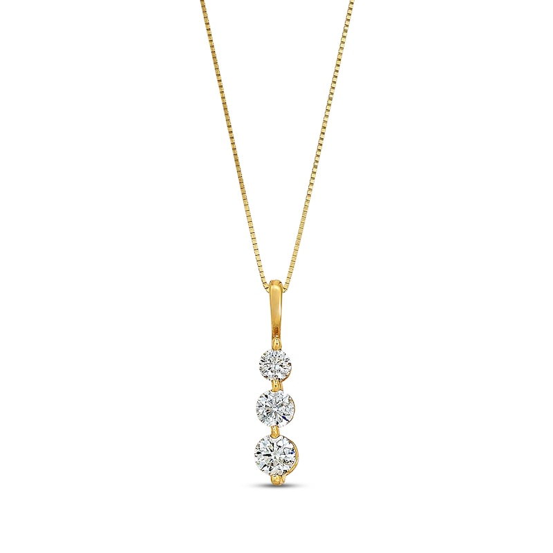 Main Image 1 of Previously Owned 3-Stone Diamond Necklace 3/4 cttw 14K Yellow Gold 18&quot;