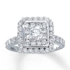 Thumbnail Image 1 of Previously Owned Diamond Engagement Ring 1-3/4 ct tw Round/Princess-Cut 14K White Gold
