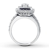 Thumbnail Image 2 of Previously Owned Diamond Engagement Ring 1-3/4 ct tw Round/Princess-Cut 14K White Gold