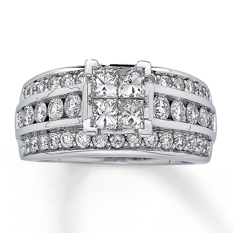 Previously Owned Diamond Engagement Ring 1-3/4 ct tw Princess/Round 14K White Gold