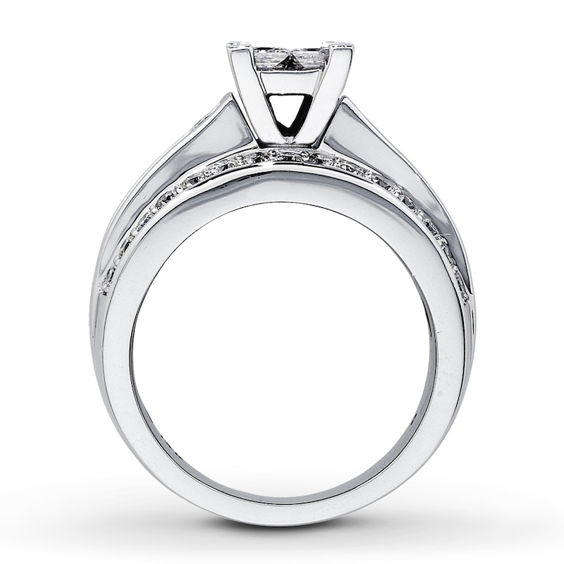 Previously Owned Diamond Engagement Ring 1-3/4 ct tw Princess/Round 14K White Gold