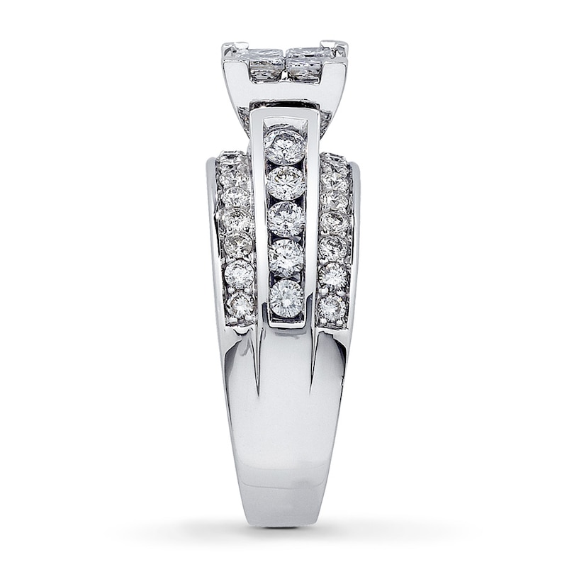 Previously Owned Diamond Engagement Ring 1-3/4 ct tw Princess/Round 14K White Gold
