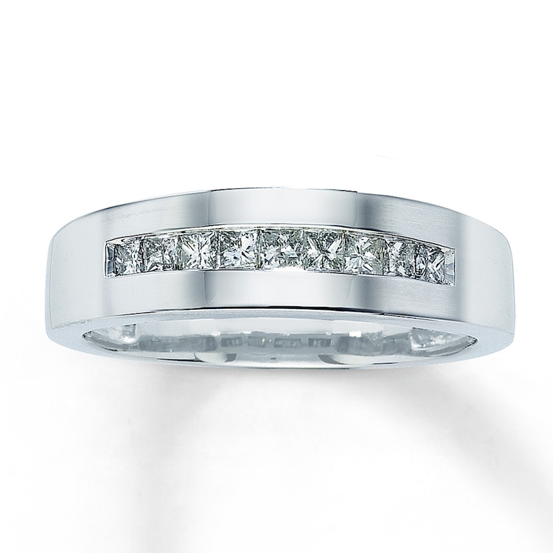Main Image 1 of Previously Owned Wedding Band 1/2 ct tw Square-cut Diamonds 14K White Gold