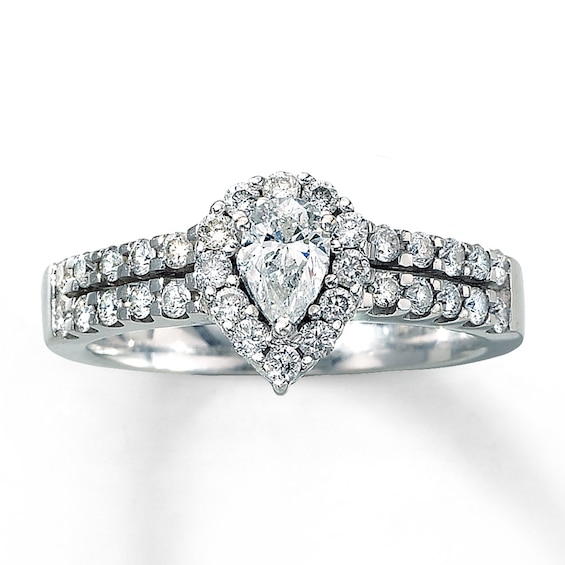 Previously Owned Diamond Engagement Ring 1 ct tw Pear/Round-cut 14K White Gold