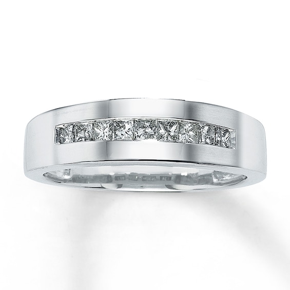 Previously Owned Men's Square-Cut Diamond Band 1/2 ct tw 14K White Gold
