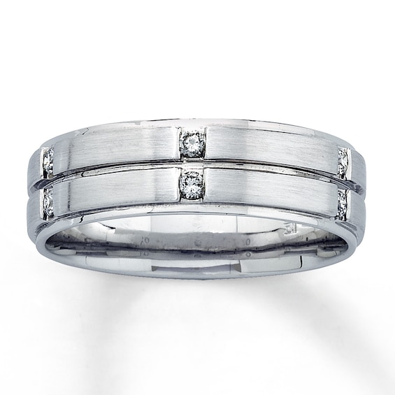 Previously Owned Diamond Men's Ring 1/6 ct tw 14K White Gold Size 10