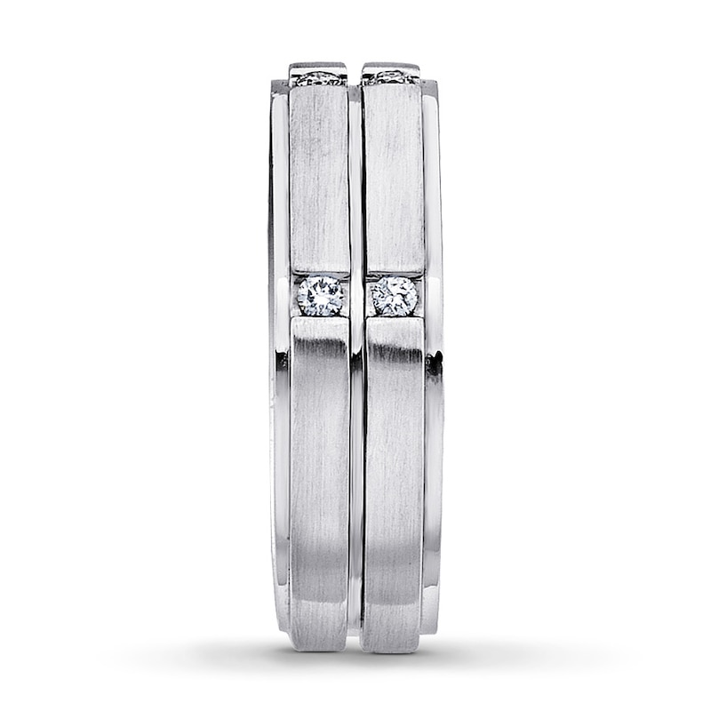 Main Image 3 of Previously Owned Diamond Men's Ring 1/6 ct tw 14K White Gold Size 10