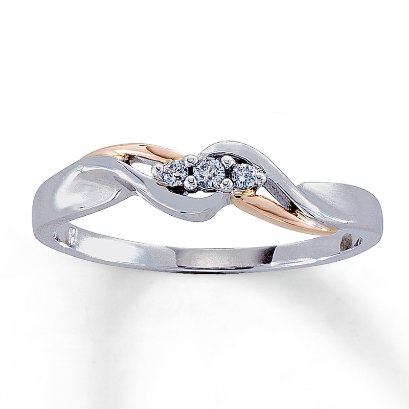 Main Image 1 of Previously Owned Diamond Ring 1/20 ct tw Round-Cut 10K Two-Tone Gold