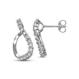 Previously Owned Diamond Journey Earrings 3/8 ct tw Round-Cut 14K White Gold