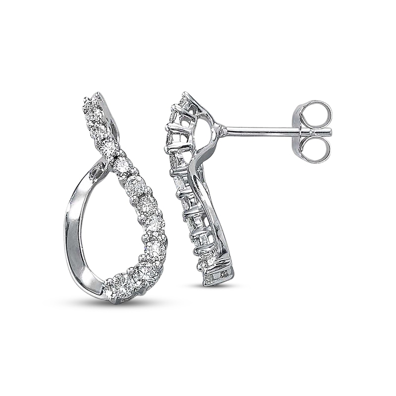 Previously Owned Diamond Journey Earrings 3/8 ct tw Round-Cut 14K White ...