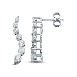 Previously Owned Diamond Journey Earrings 1 cttw 14K White Gold